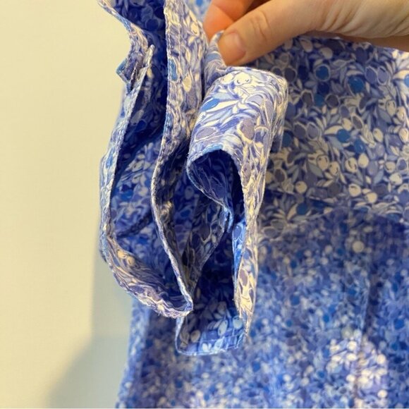 Vintage St. John’s Bay Cottagecore Blue Floral Print 3/4 Sleeve Collared Blouse - Picture 4 of 17